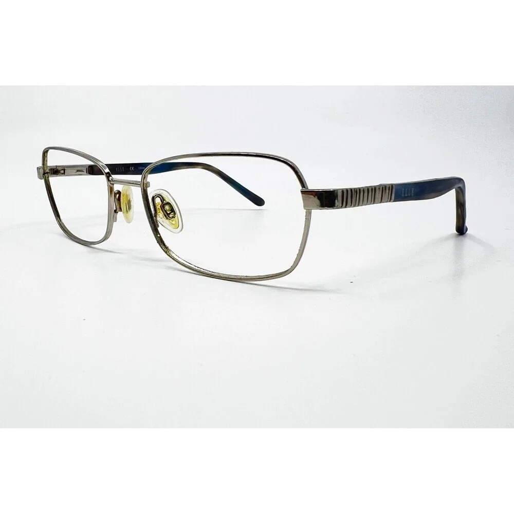 Elle Eyeglasses Womens Silver Blue EL13465 Metal Rectangle 51-16-135